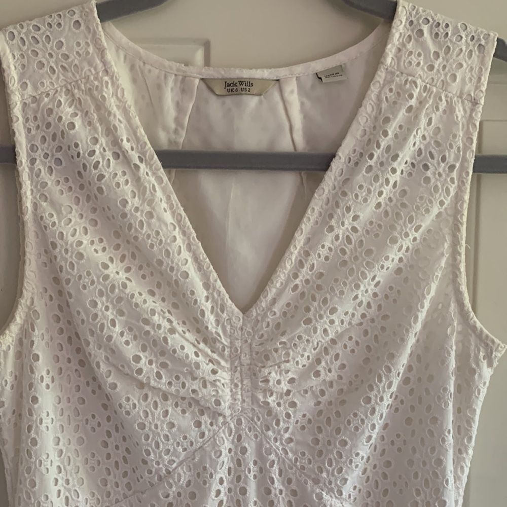 Jack Wills White Eyelet Sleeveless Dress Sz 2 - Picture 2 of 8